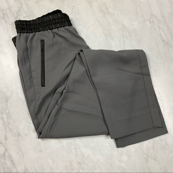 Banana Republic: Faux Leather Trim Business Casual Straight Leg Pants 6 (NWT) - Picture 3 of 5